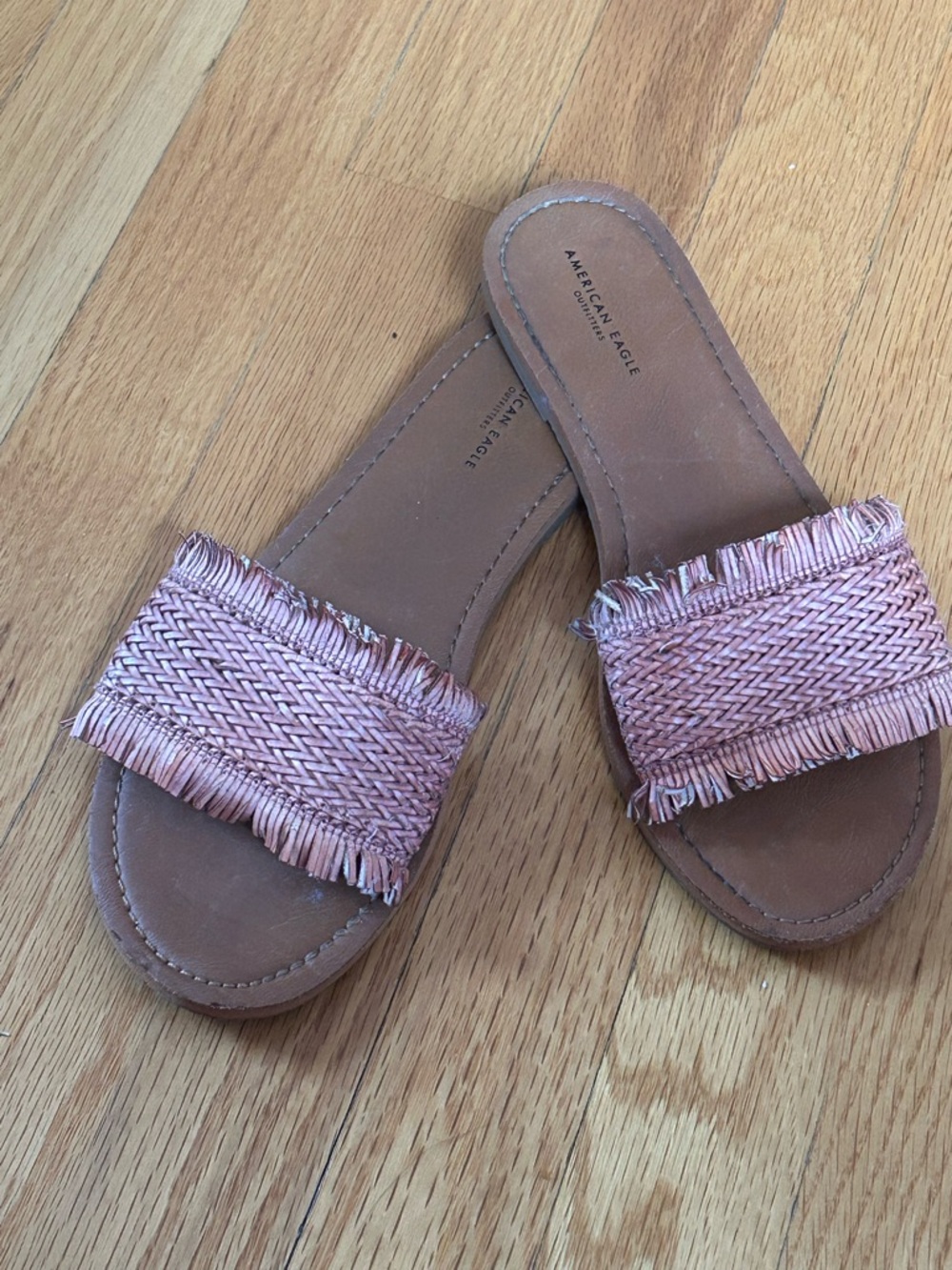 American Eagle Outfitters Blush Pink Woven Slide Sandals